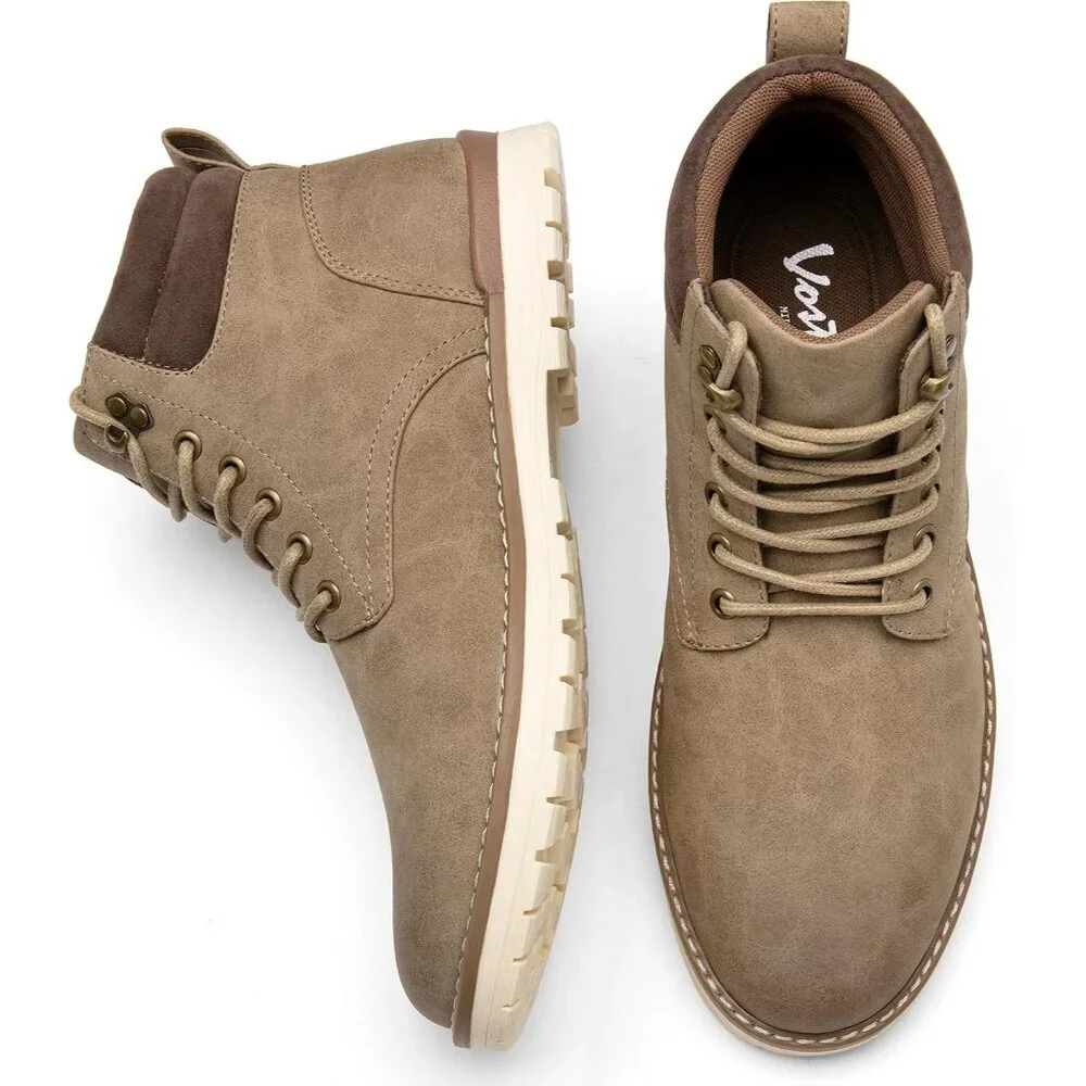〽️Men's Chukka Hiking Boots Khaki Waterproof Comfortable Casual Lace Up Shoes